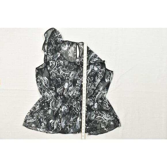 Lane Bryant Plus Size 22 Black & White Paisley Blouse Top - Picture 5 of 8